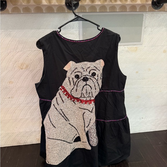 QUEEN OF SPARKLES Black Dress with Silver Bulldog Design - Picture 5 of 11